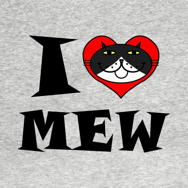I Heart Cat - Black and White Tuxedo Cat by RawSunArt
